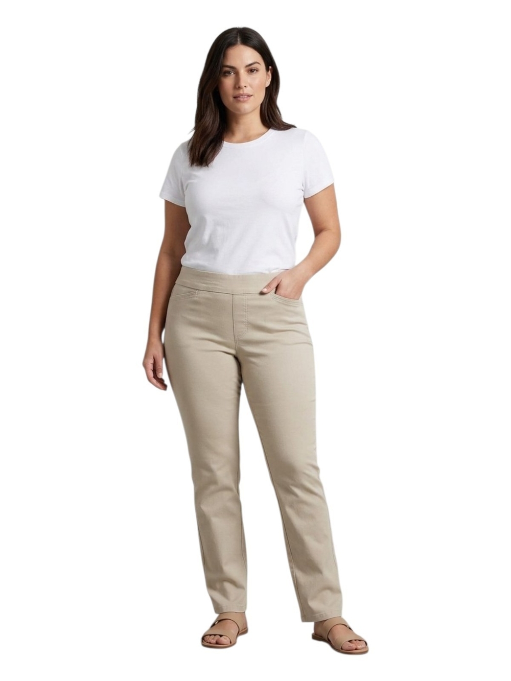 #277 croft & barrow Straight-Leg Pull-On Pants in Light Beige